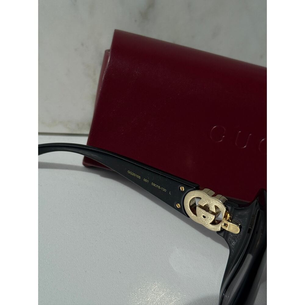 NEW Gucci GG2015S Black Oversized Wraparound Sunglasses $475 - Picture 7 of 8